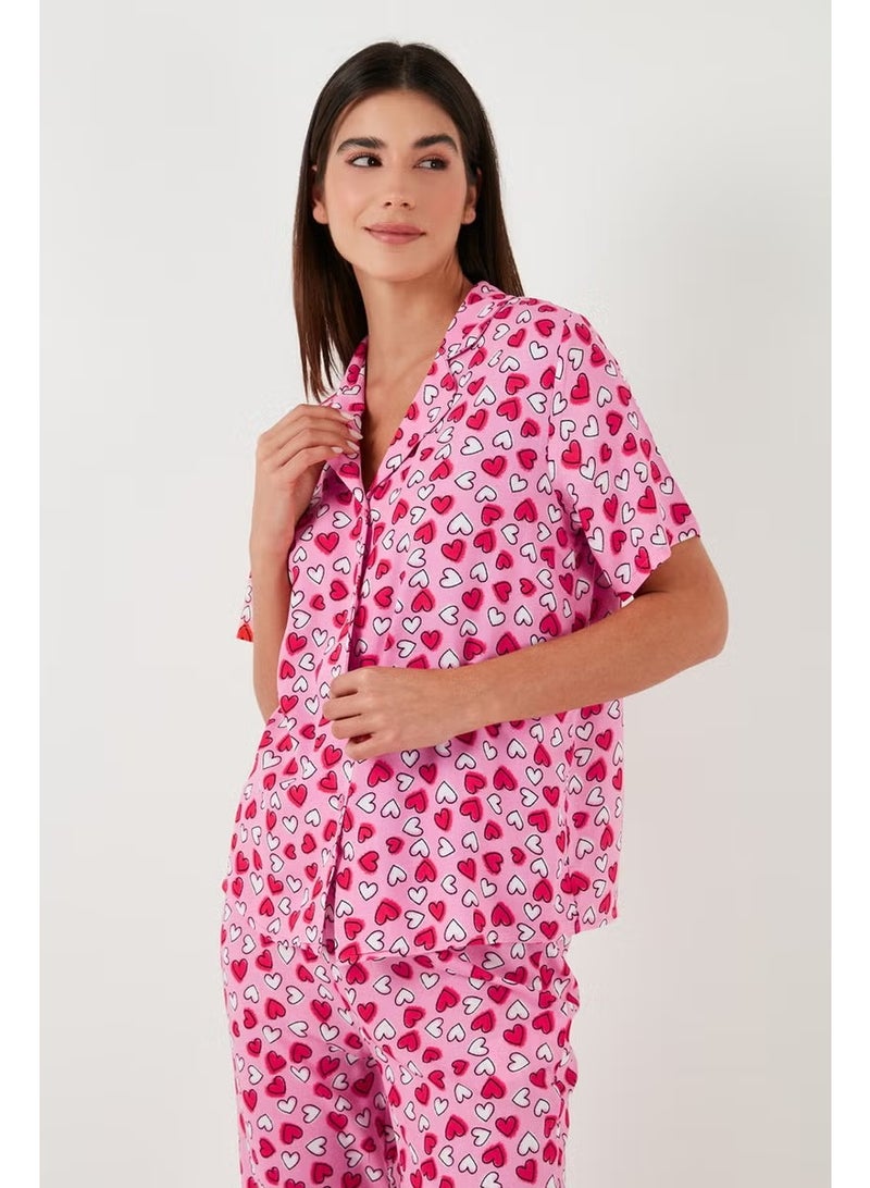 Lela Comfortable Cut Wide Leg Mono Collar Short Sleeve Pajama Set Women's Pajama Set 6110290 - Image 5